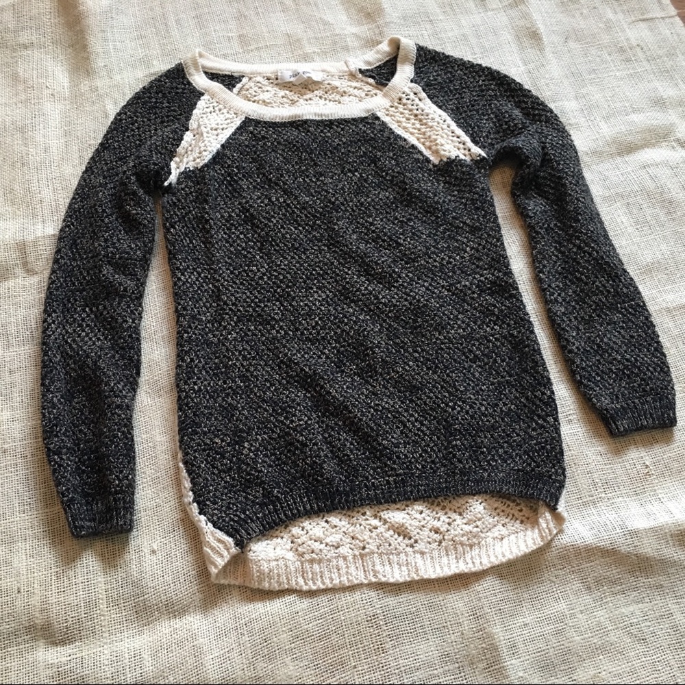 Pink Rose Crochet Two-tone High-Low Sweater